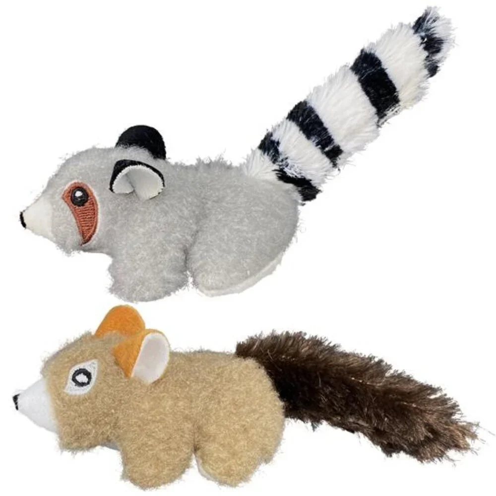 Lemur and Squirrel Plush Multicolor Cat Toy, Crinkle and Catnip, 2